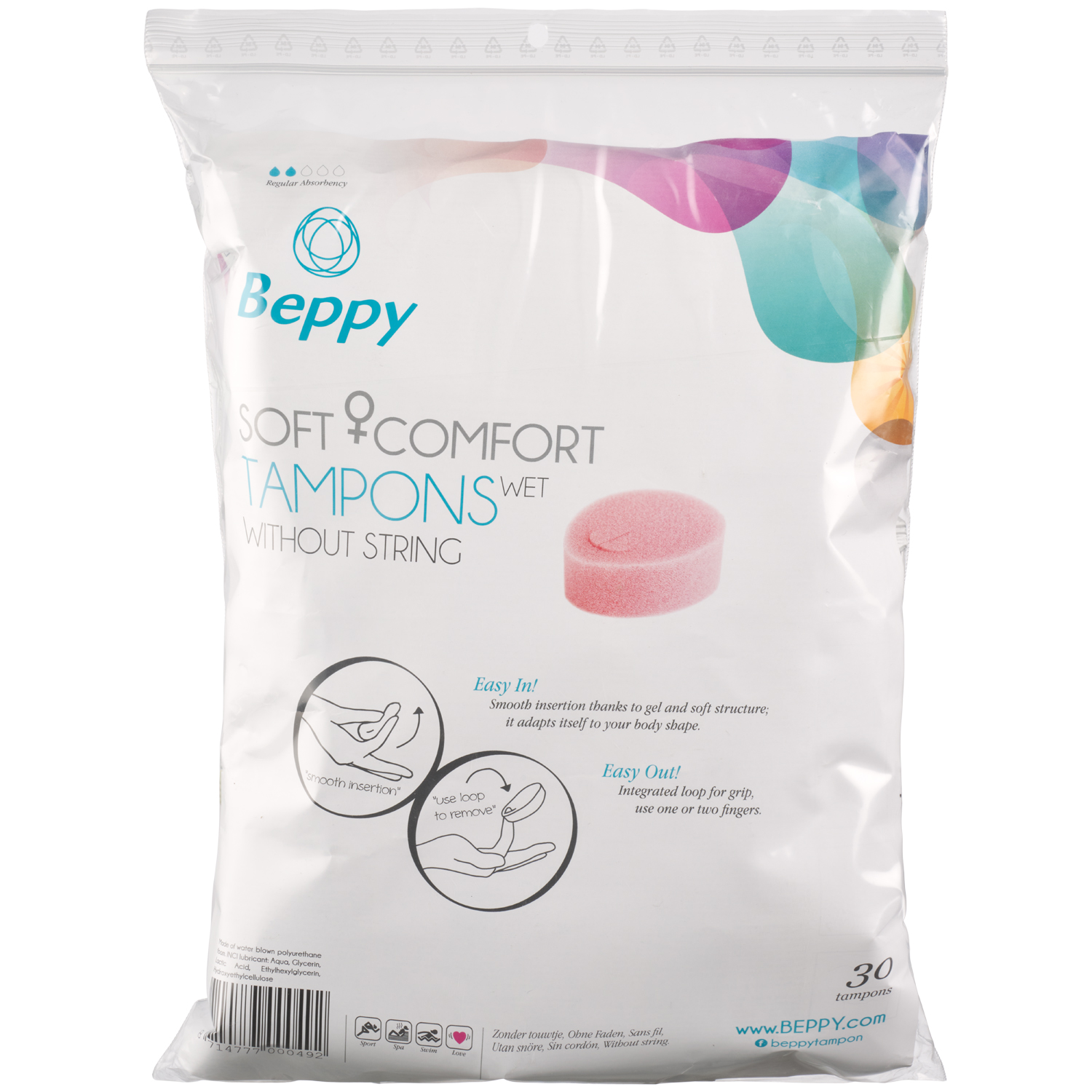 Beppy Soft + Comfort Tampons Wet 30 pcs  - Ljusrosa