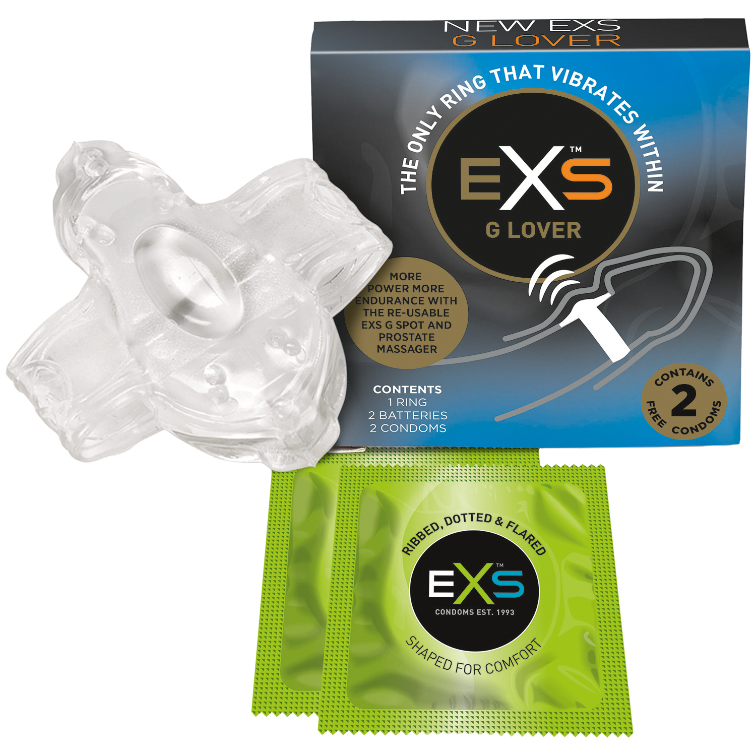 EXS G-Lover Penisring med Kondomer 2 st  - Klar