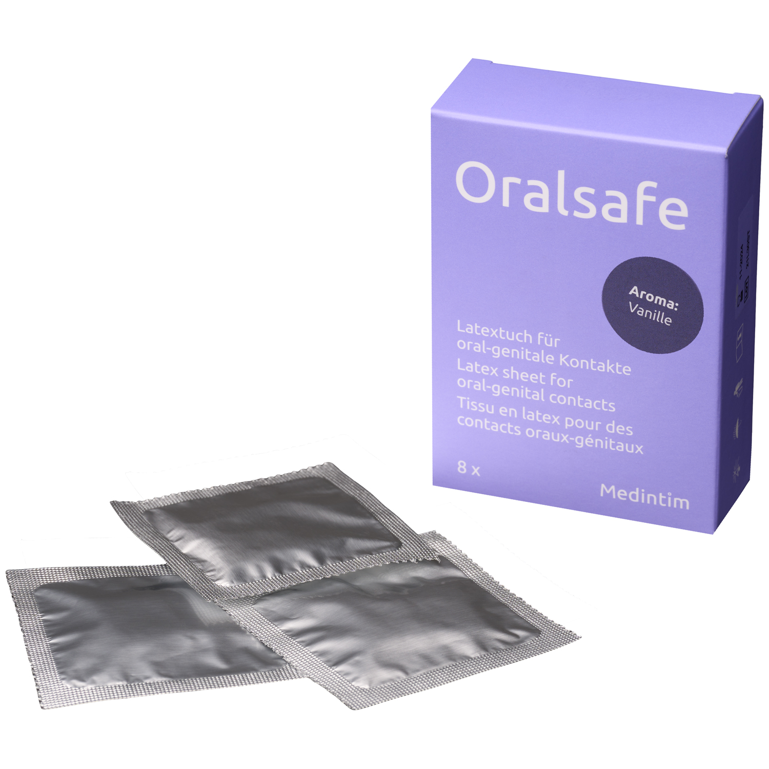 Medintim Oralsafe Latex Slicklappar med Vaniljssmak 8 st  - Nude