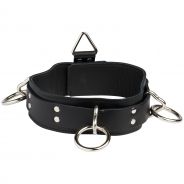 Spartacus Locking Collar Läderhalsband med 3 Ringar
