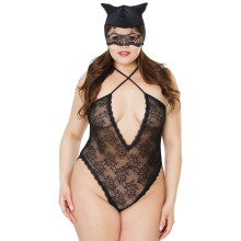 Coquette Kitty Teddy i Spets med Mask Plus Size Produktbild 1