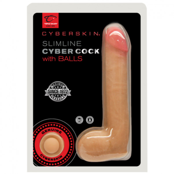 CyberSkin Slimline Cybercock Dildo med Kugler 18 cm