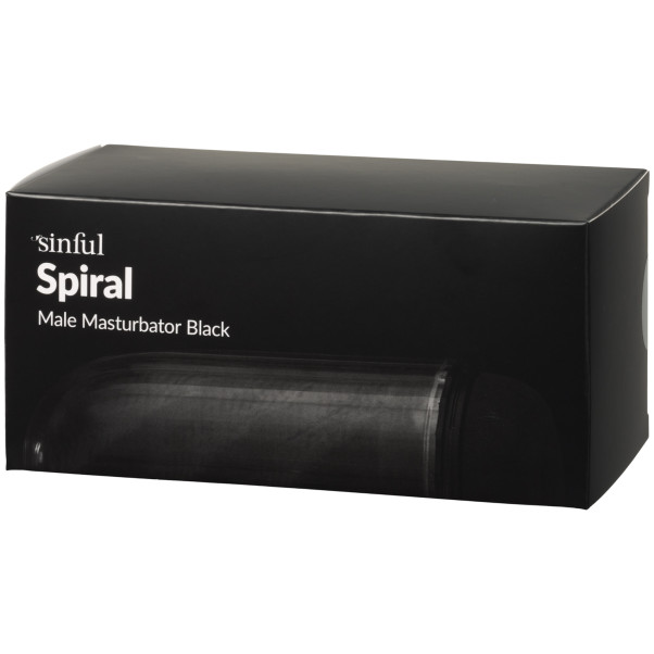 Sinful Spiral Svart Masturbator för Män Produktförpackning 90
