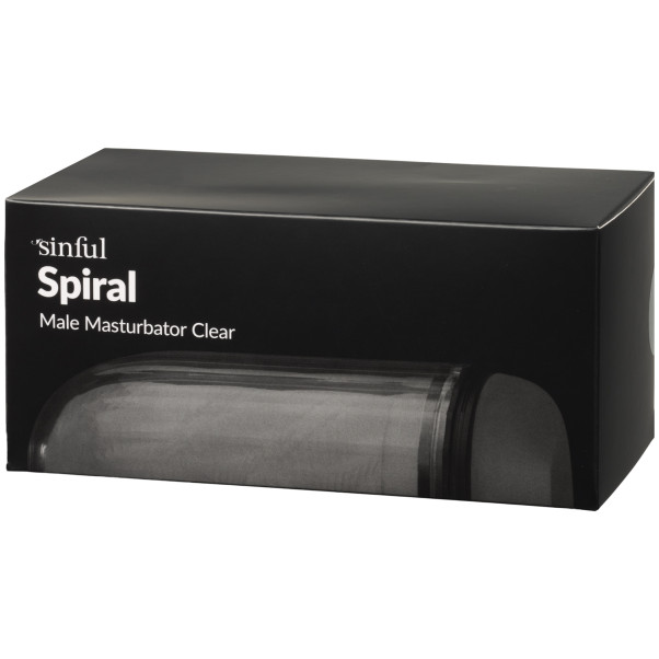 Sinful Spiral Clear Masturbator för Män Produktförpackning 90